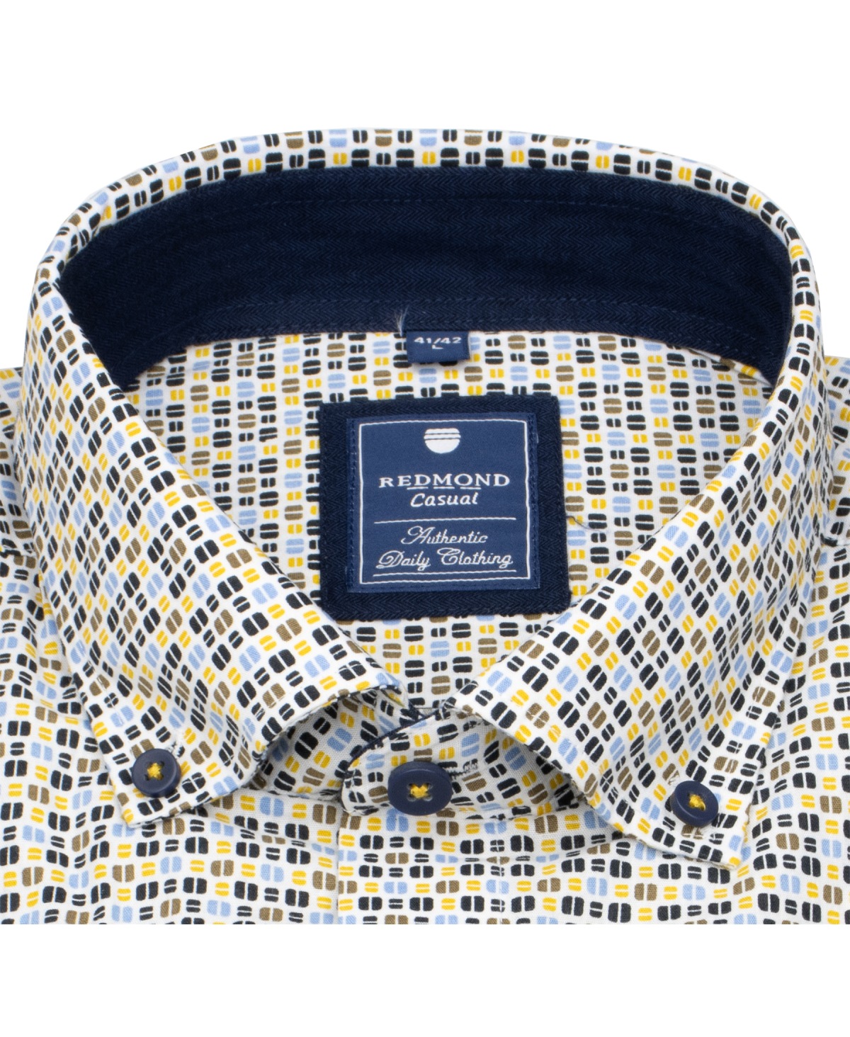 Redmond Hemd - Comfort Fit - Button Down Kragen - Print - gelb - ohne OVP