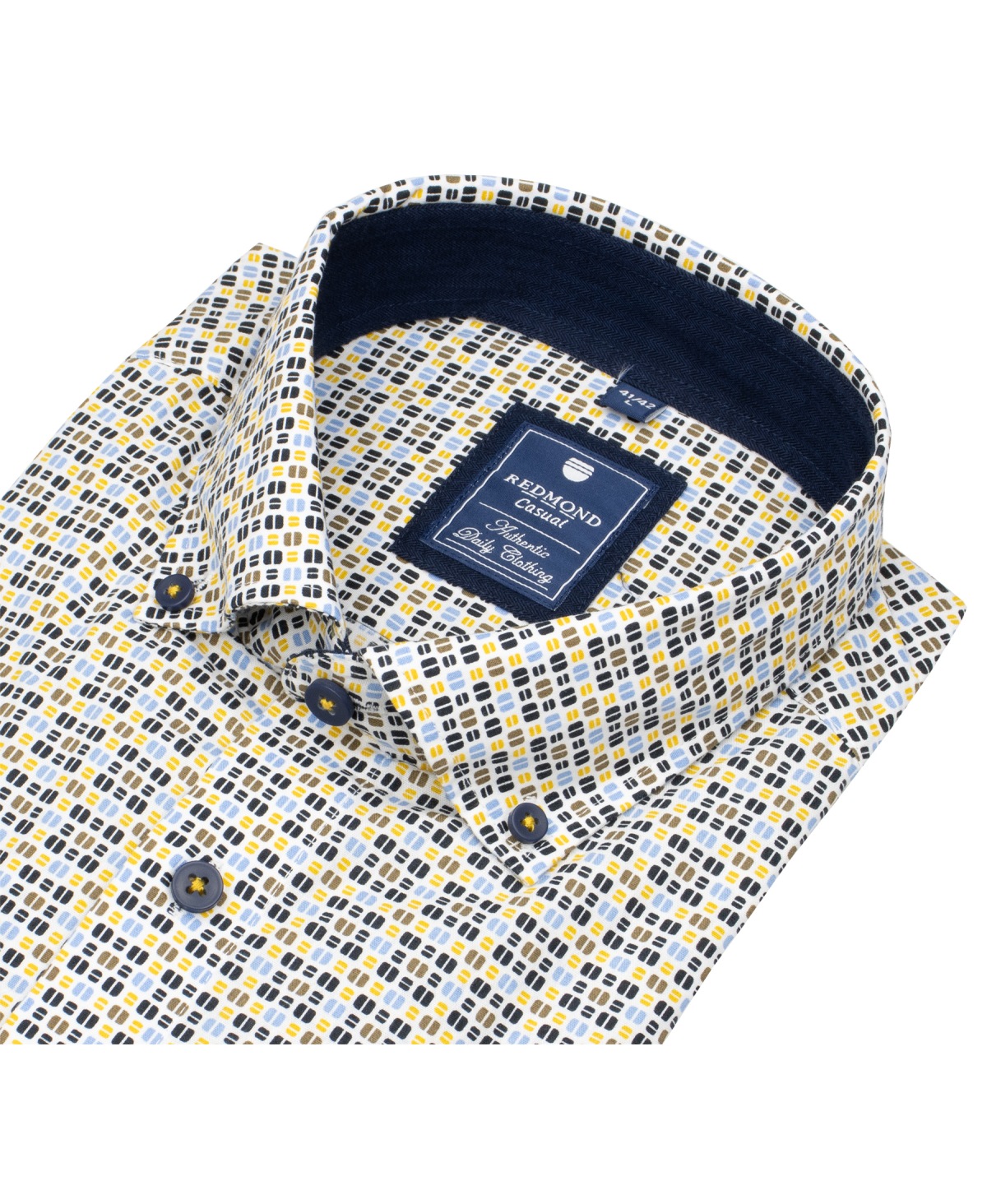 Redmond Hemd - Comfort Fit - Button Down Kragen - Print - gelb - ohne OVP