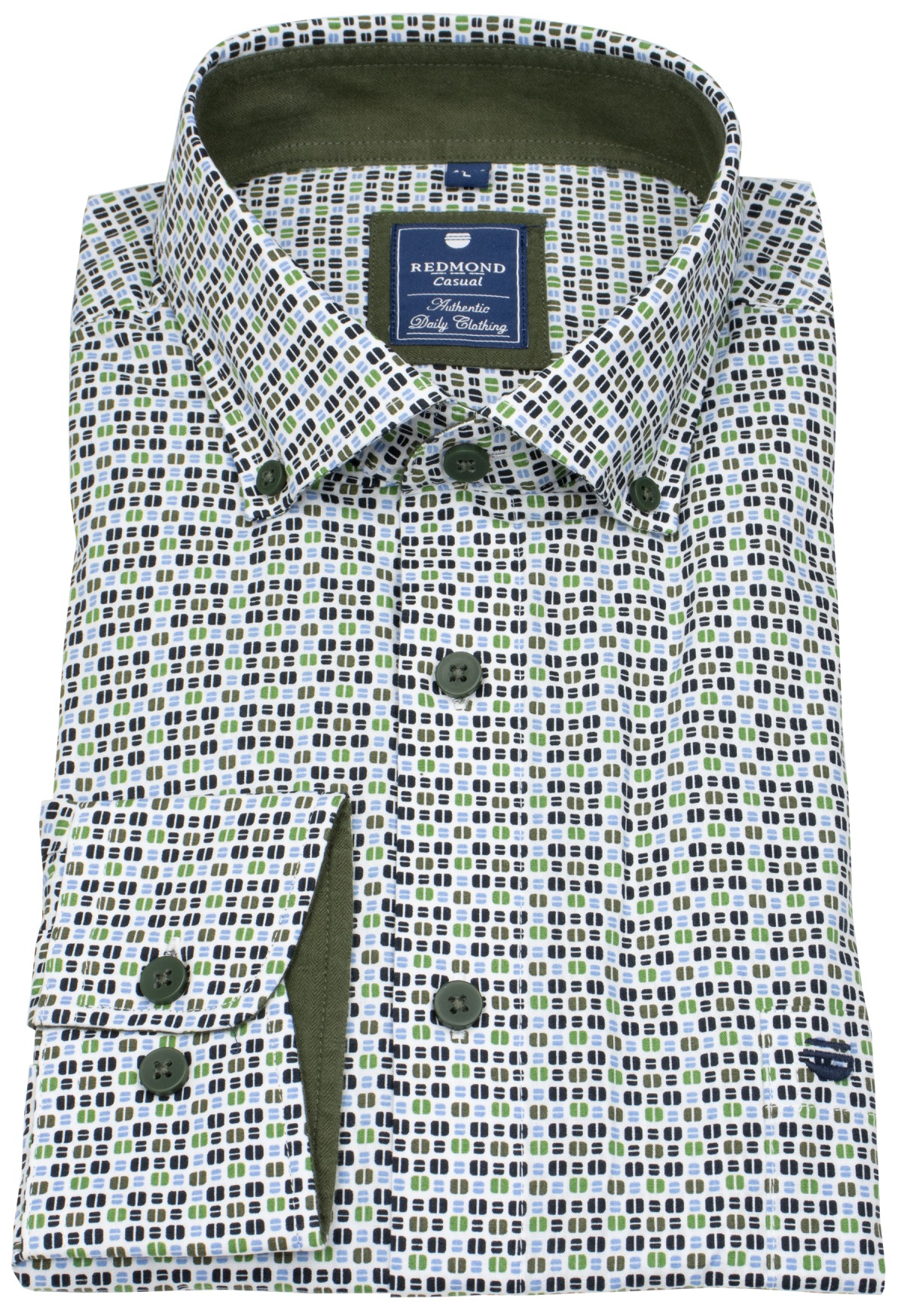 Redmond Hemd - Comfort Fit - Button Down Kragen - Print - grün - ohne OVP