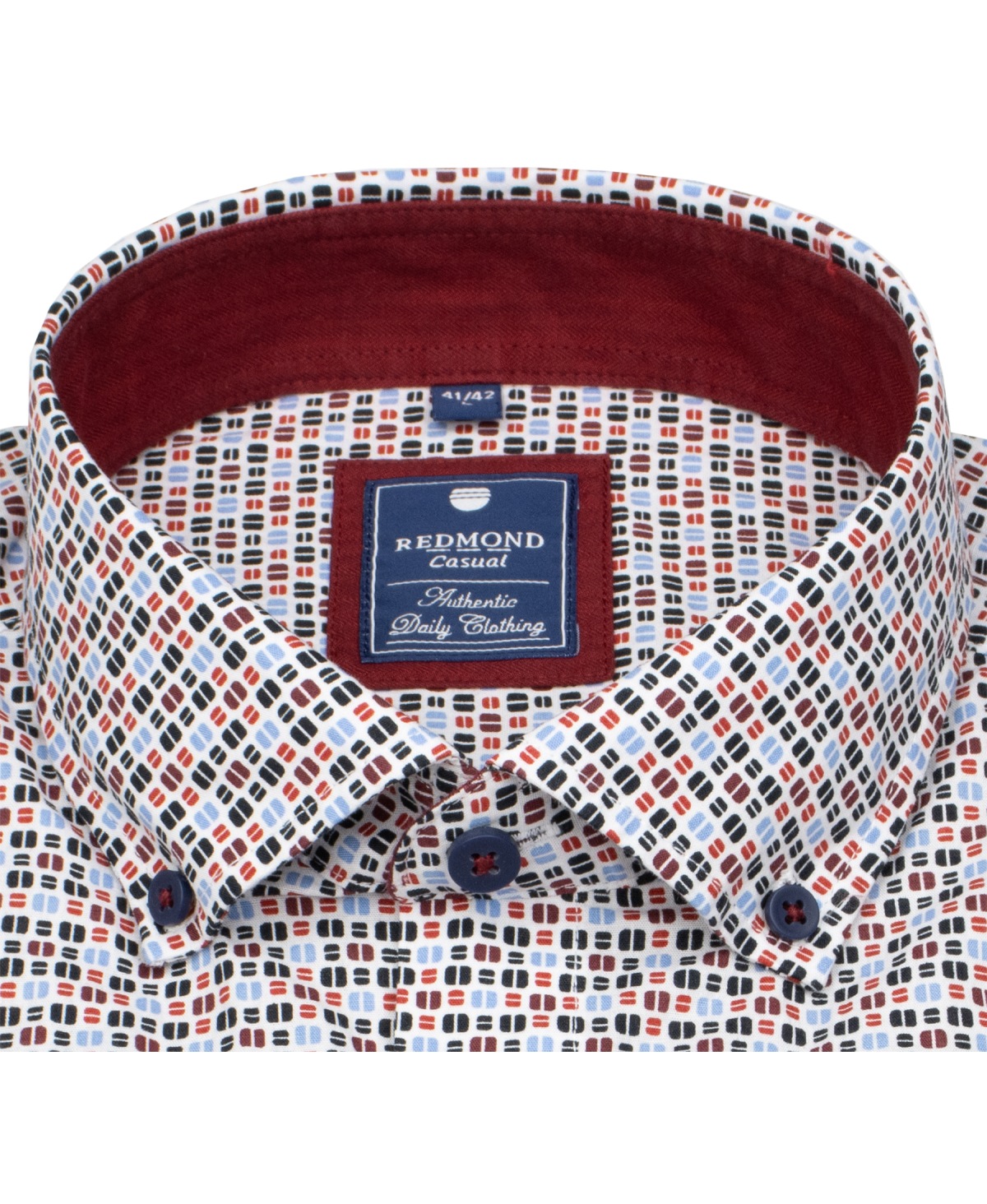 Redmond Hemd - Comfort Fit - Button Down Kragen - Print - rot - ohne OVP