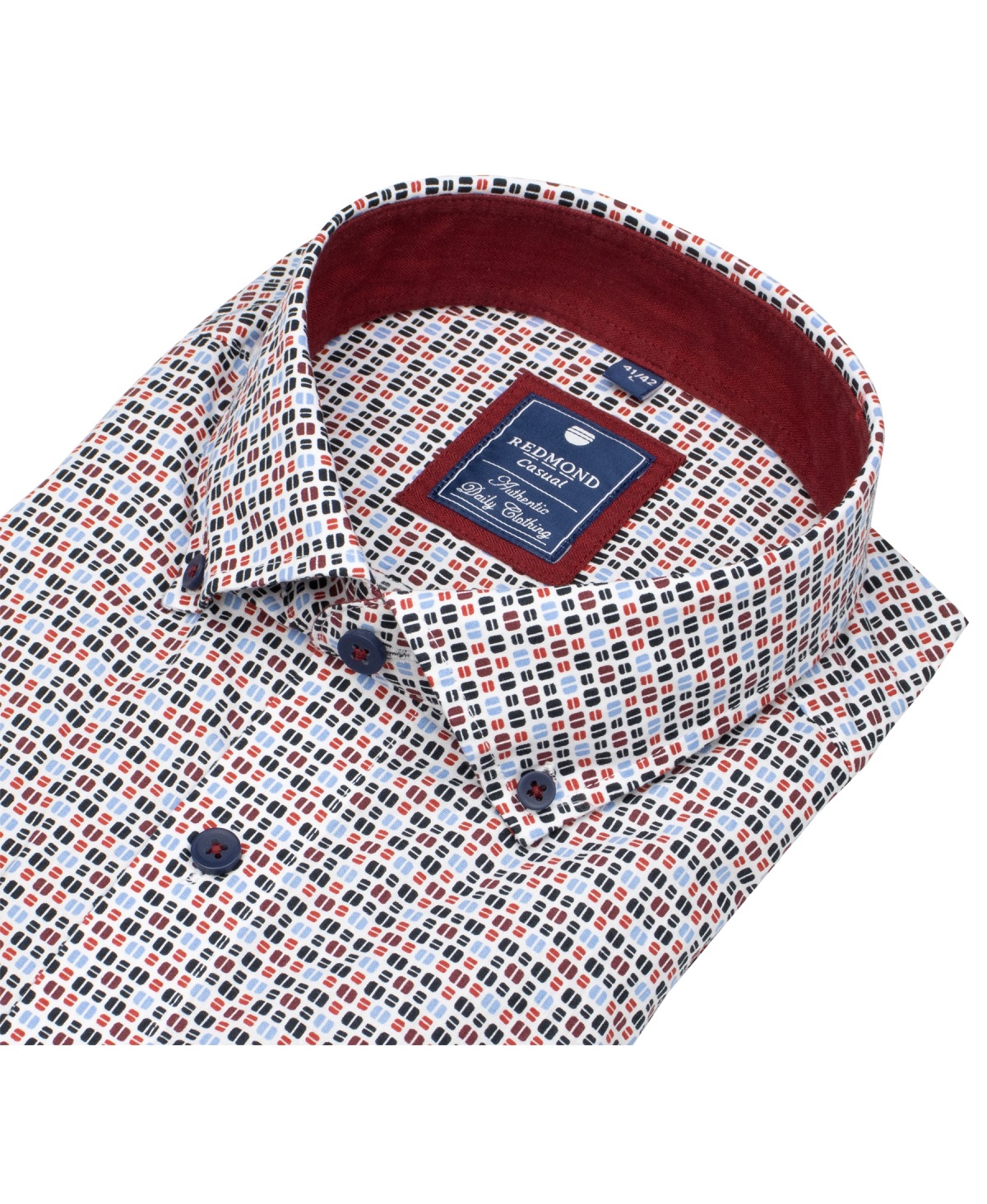 Redmond Hemd - Comfort Fit - Button Down Kragen - Print - rot - ohne OVP