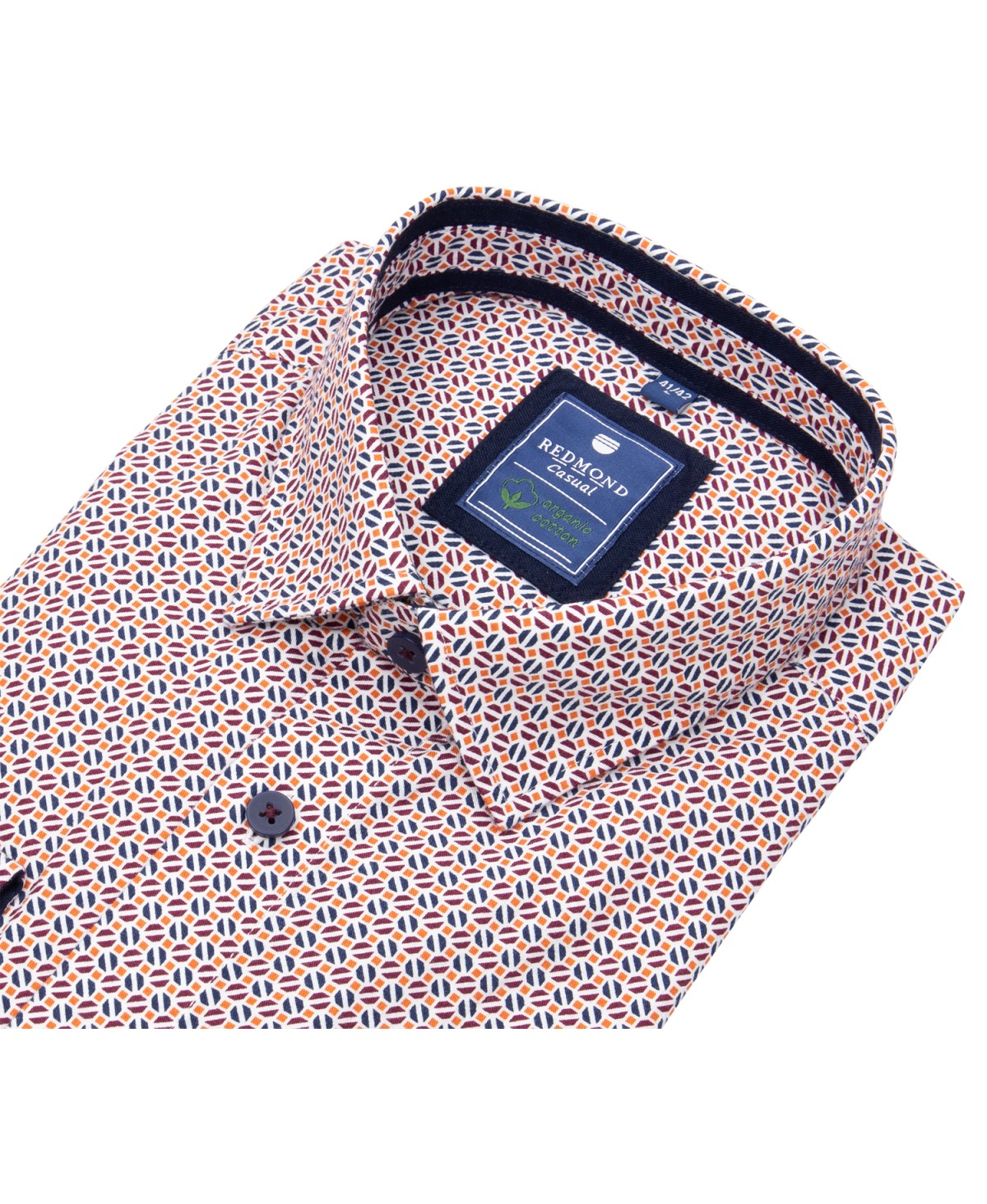 Redmond Hemd - Comfort Fit - Casual - Bio Baumwolle - Print - blau / rot - ohne OVP