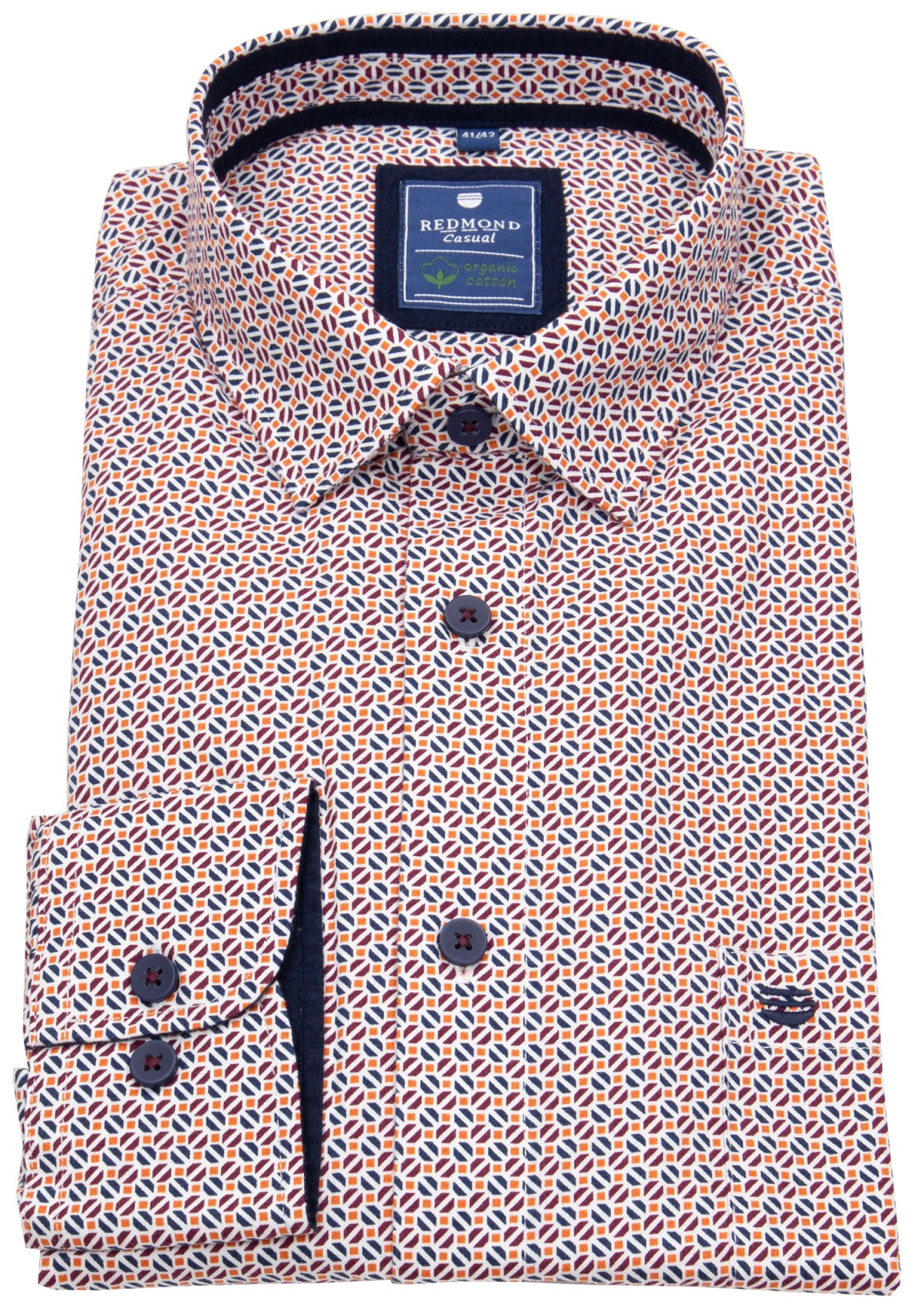 Redmond Hemd - Comfort Fit - Casual - Bio Baumwolle - Print - blau / rot - ohne OVP