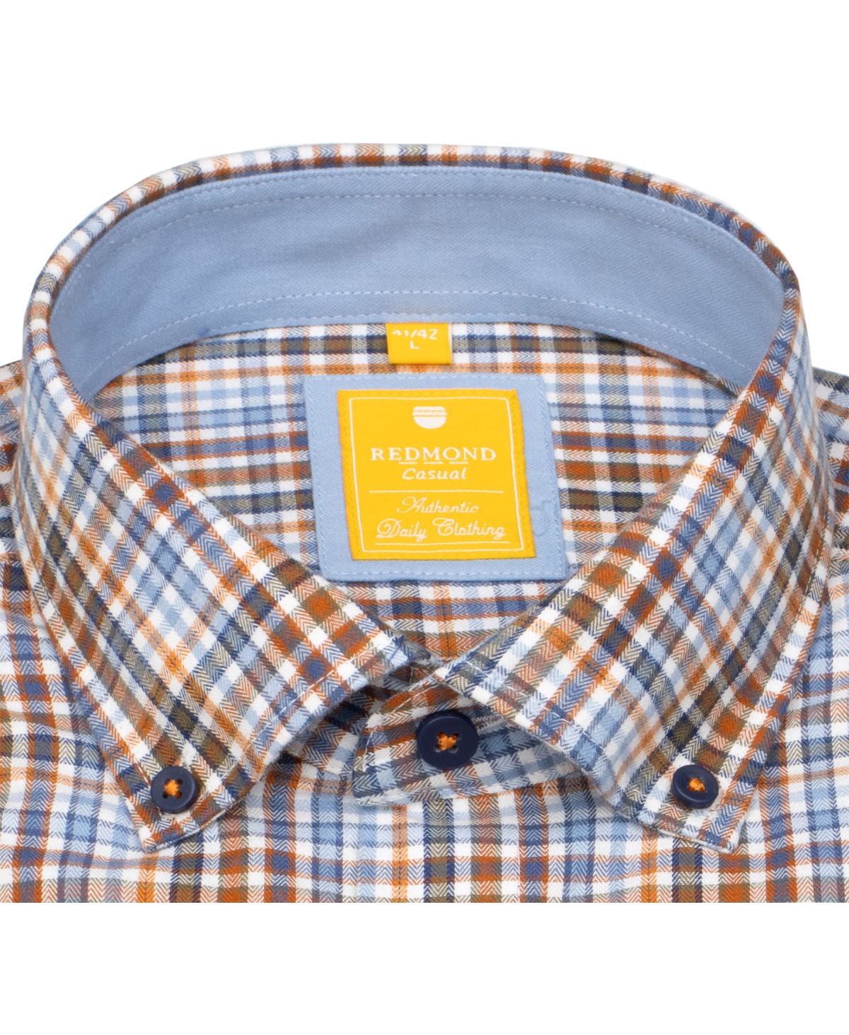 Redmond Hemd - Modern Fit - Button Down Kragen - kariert - orange - ohne OVP