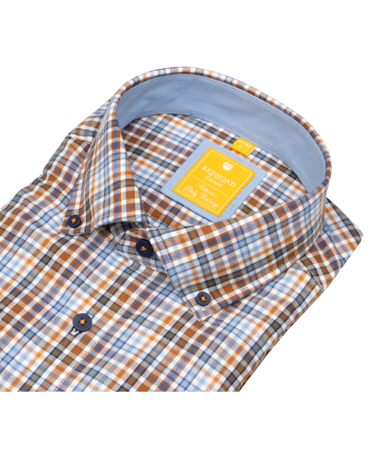 Redmond Hemd - Modern Fit - Button Down Kragen - kariert - orange - ohne OVP