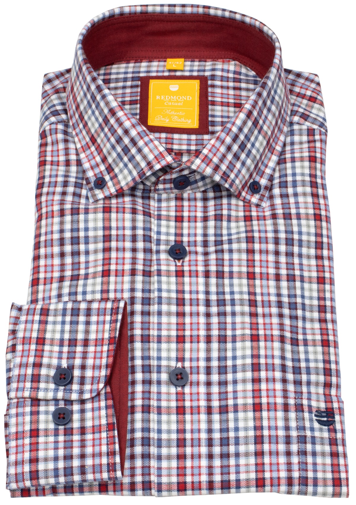 Redmond Hemd - Modern Fit - Button Down Kragen - kariert - rot - ohne OVP