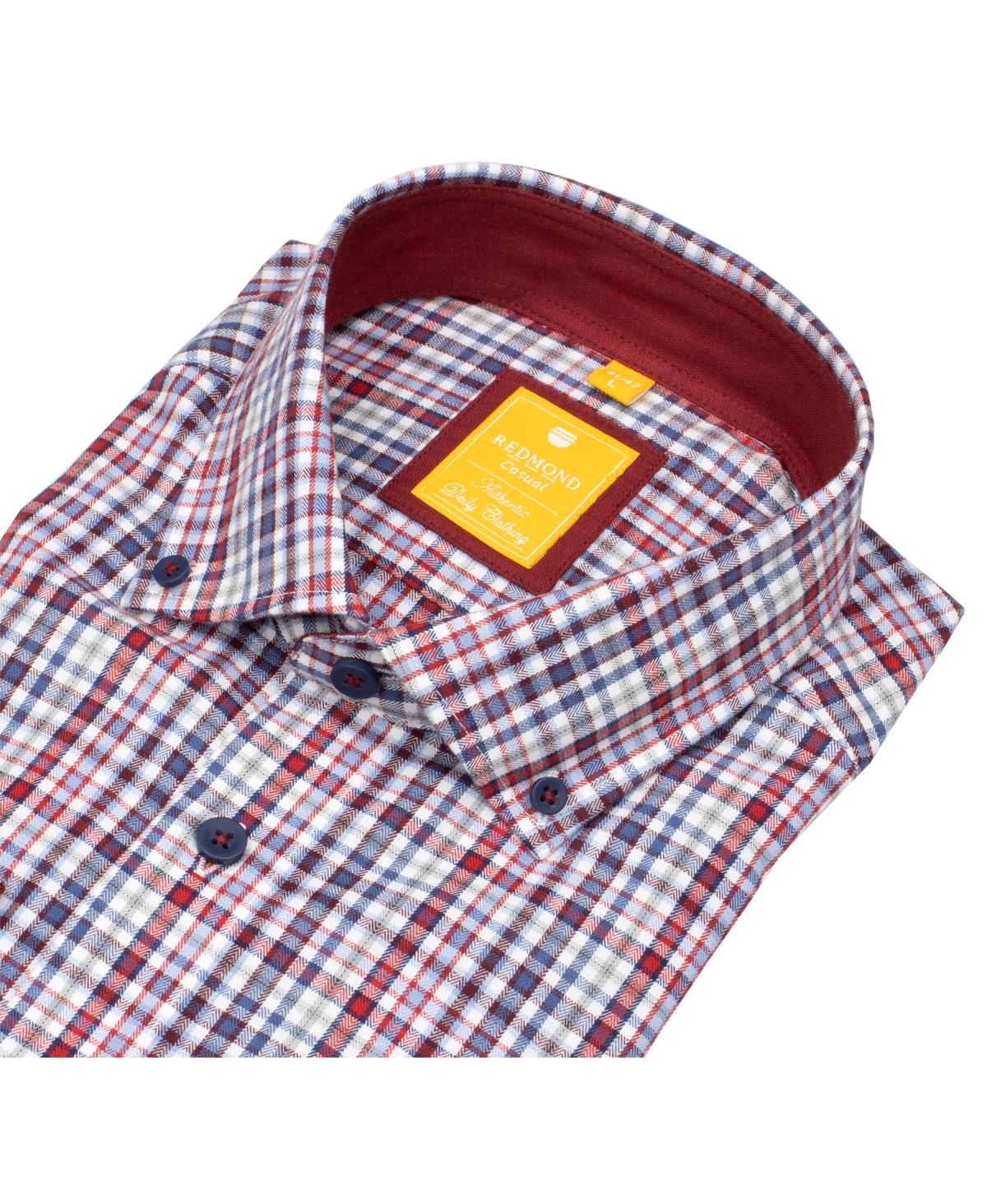 Redmond Hemd - Modern Fit - Button Down Kragen - kariert - rot - ohne OVP