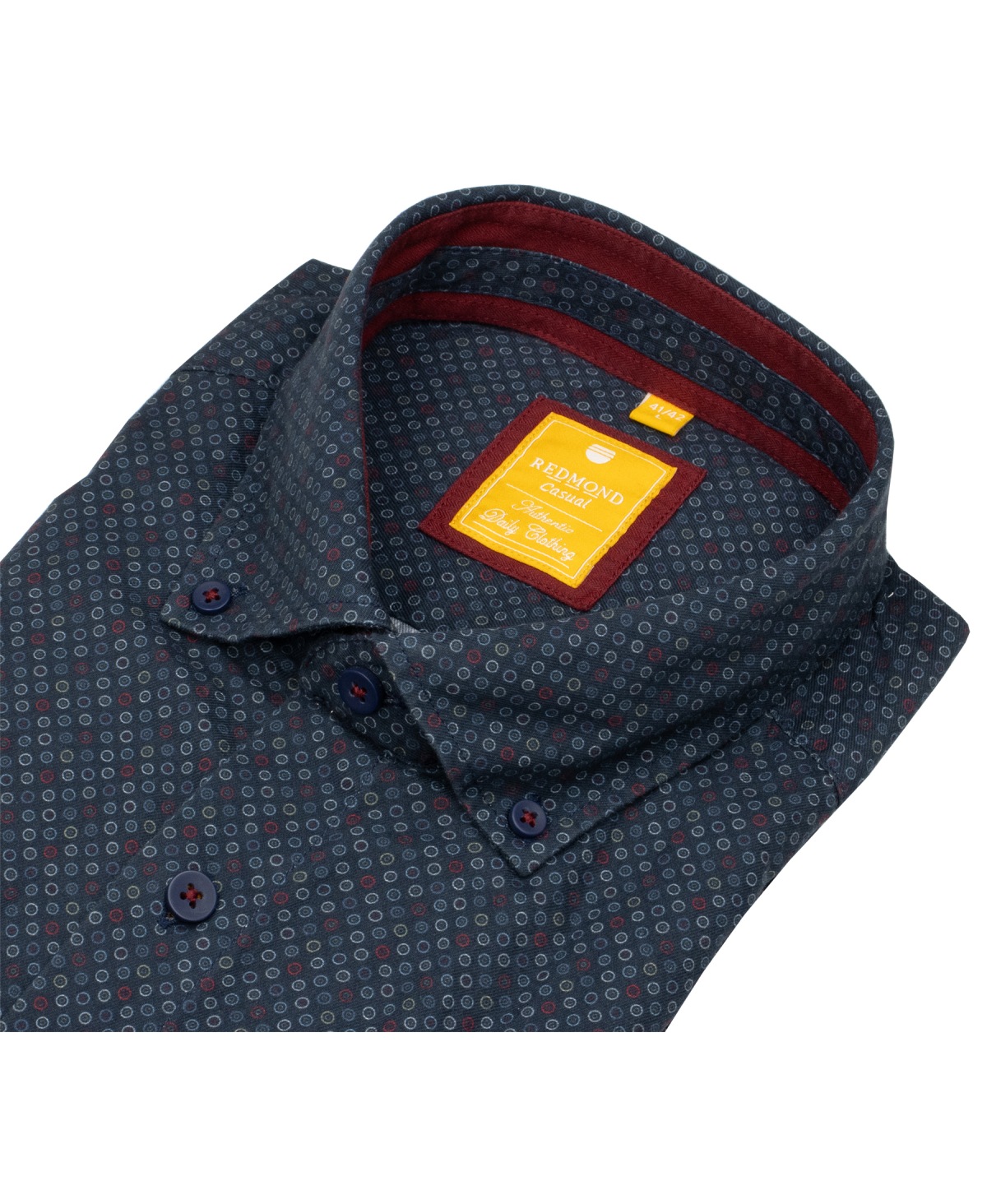 Redmond Hemd - Modern Fit - Button Down Kragen - Print - blau / rot - ohne OVP