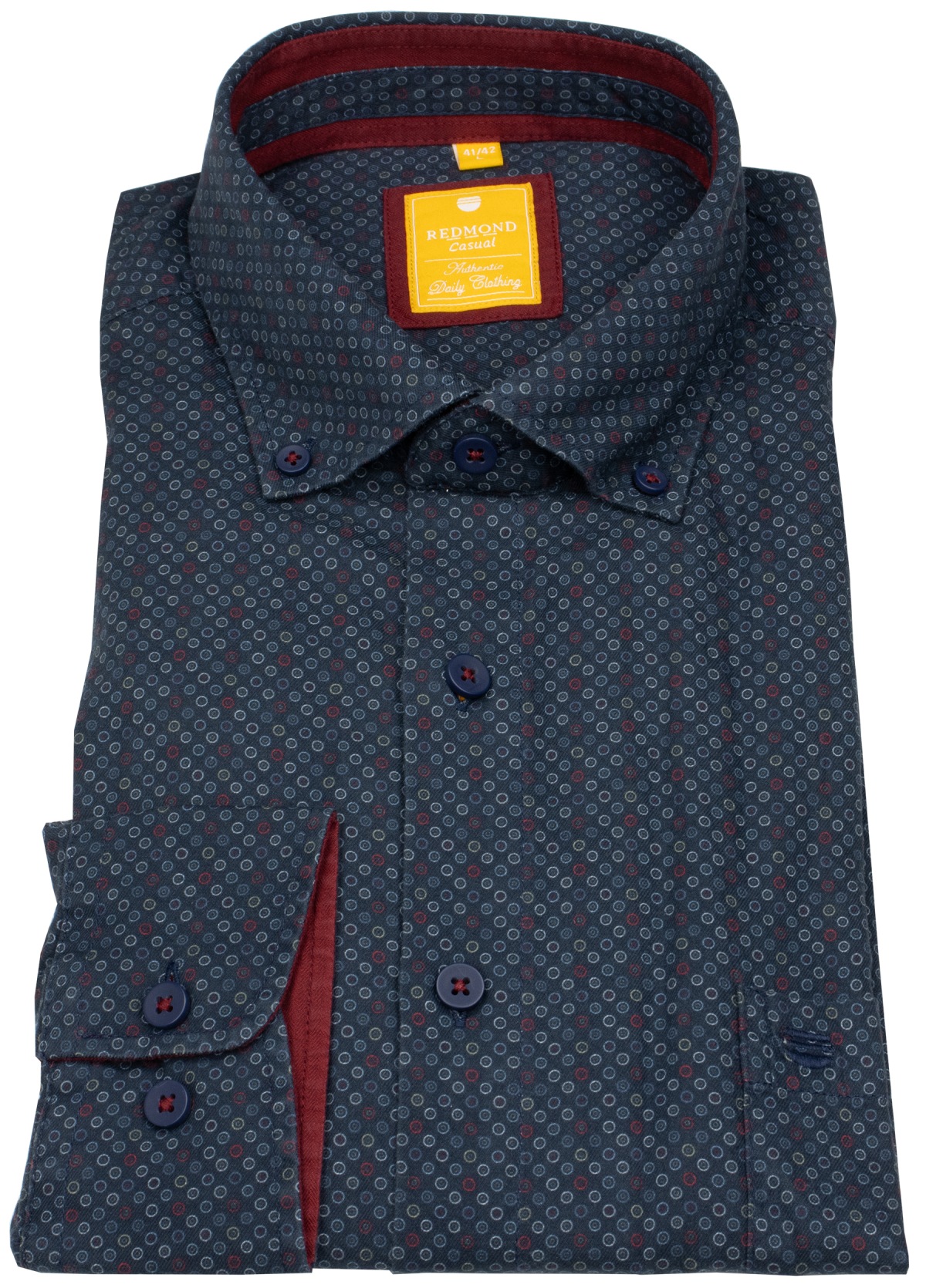 Redmond Hemd - Modern Fit - Button Down Kragen - Print - blau / rot - ohne OVP