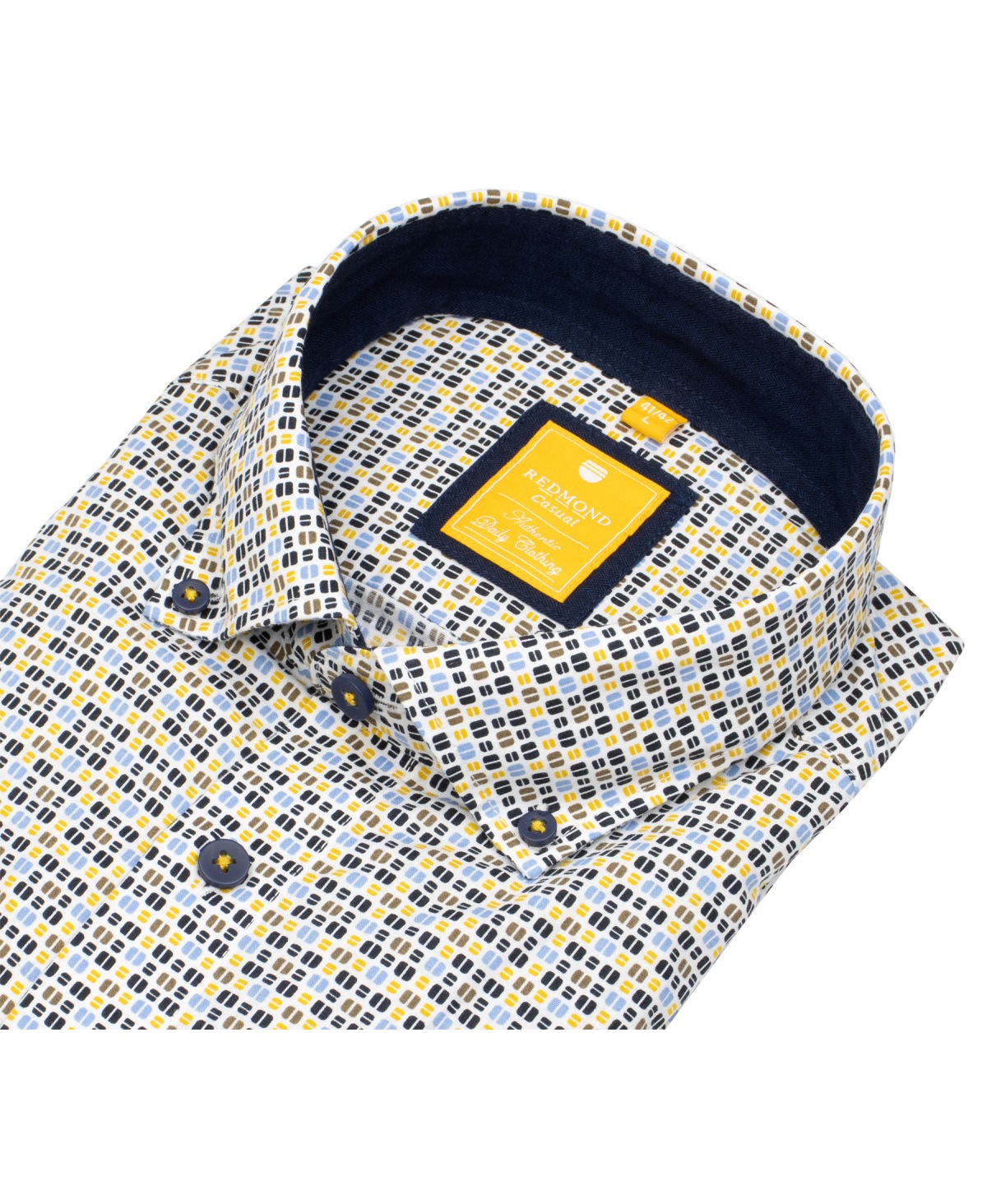Redmond Hemd - Modern Fit - Button Down Kragen - Print - gelb - ohne OVP