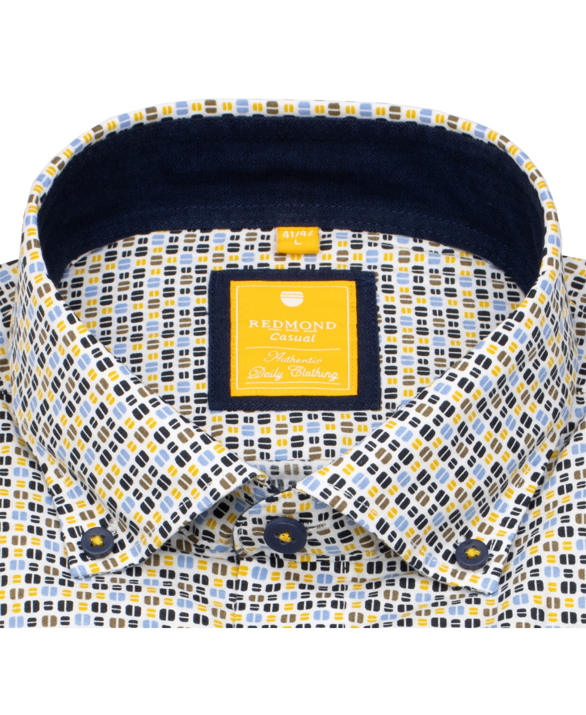 Redmond Hemd - Modern Fit - Button Down Kragen - Print - gelb - ohne OVP