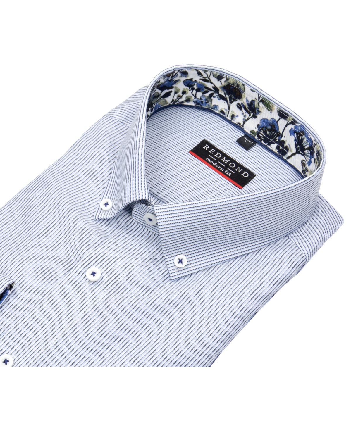 Redmond Hemd - Modern Fit - Button Down Kragen - Streifen - blau / weiß - ohne OVP