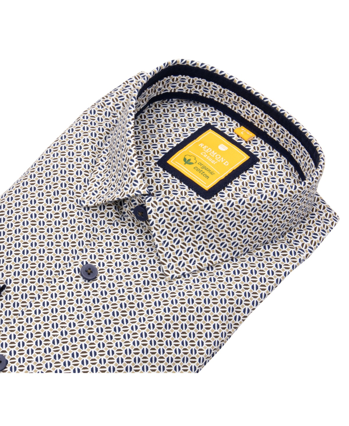 Redmond Hemd - Modern Fit - Print - Kontrastknöpfe - Bio Baumwolle - braun - ohne OVP