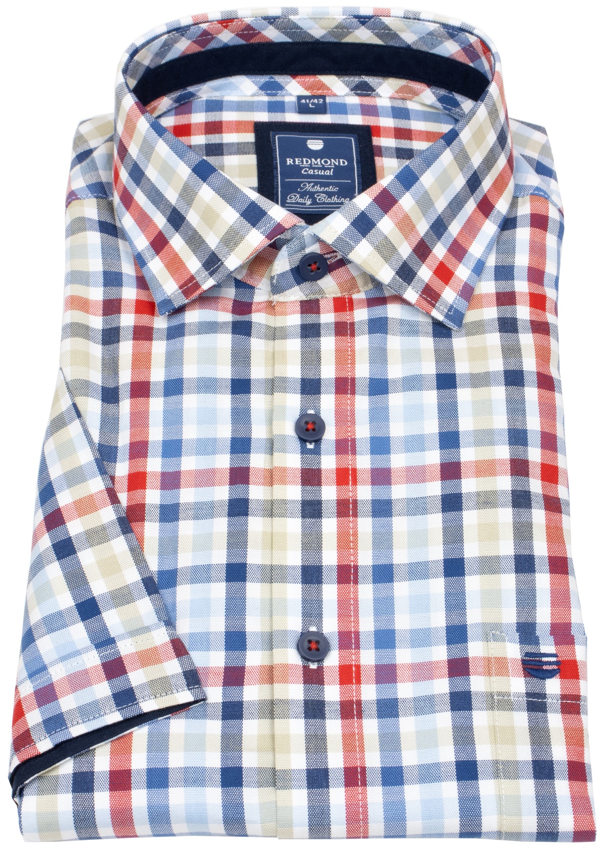 Redmond Kurzarmhemd - Comfort Fit - kariert - blau / rot - ohne OVP
