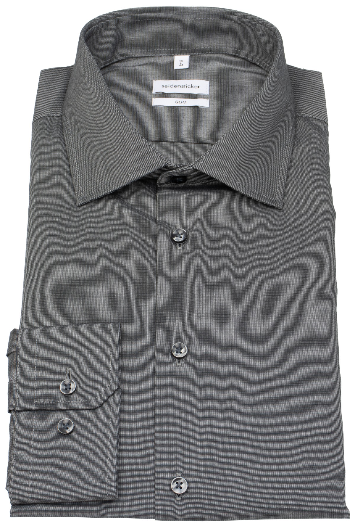 Seidensticker Hemd - Slim Fit - Kentkragen - Fil-a-Fil - anthrazit - ohne OVP