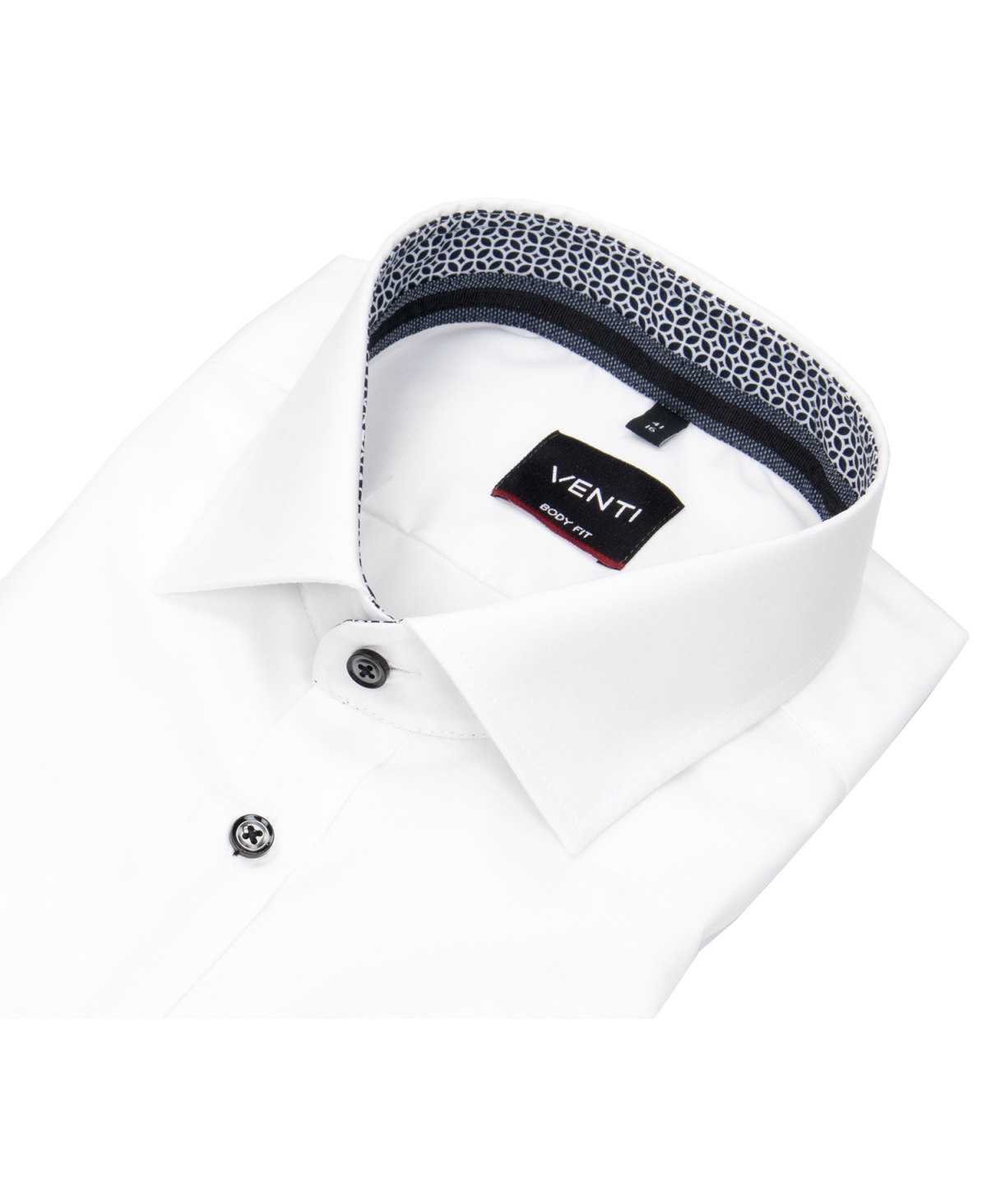 Venti Hemd - Body Fit - Kentkragen - Twill - Kontrastknöpfe - weiß - ohne OVP