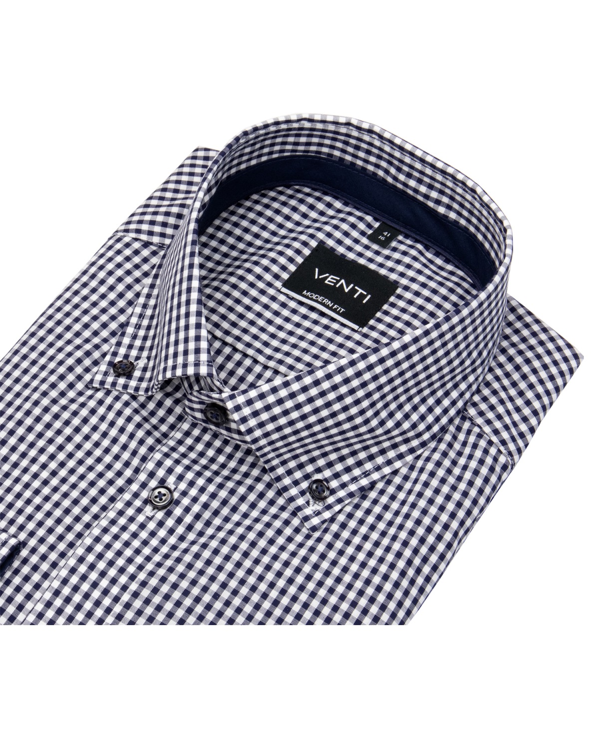 Venti Hemd - Modern Fit - Button Down Kragen - kariert - dunkelblau / weiß - ohne OVP