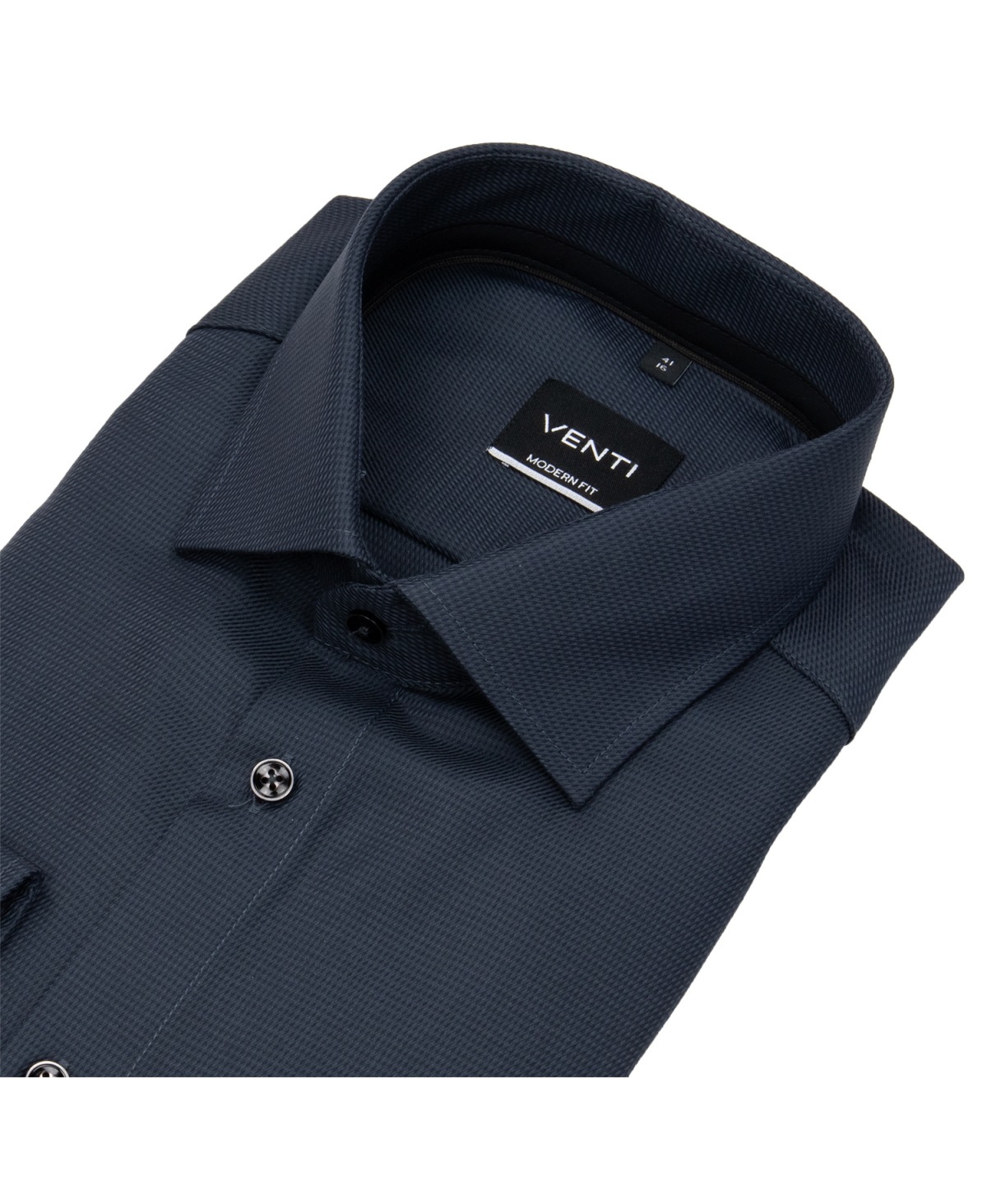 Venti Hemd - Modern Fit - Struktur - Kontrastknöpfe - schwarz - ohne OVP