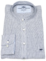 Fynch-Hatton Leinenhemd - Casual Fit - Stehkragen - feine Streifen - blau / weiß