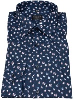 Marvelis Hemd - Body Fit - Kentkragen - florales Muster - dunkelblau