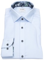 OLYMP Hemd - Level Five Body Fit - Struktur - Kontrastknöpfe - hellblau