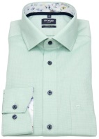 OLYMP Hemd - Modern Fit - Struktur - Kontrastknöpfe - grün