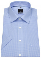 OLYMP Kurzarmhemd - Luxor Modern Fit - fein kariert - hellblau / weiß