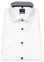 OLYMP Kurzarmhemd - Luxor Modern Fit - Patch - Kontrastknöpfe - weiß