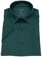 OLYMP Kurzarmhemd - Modern Fit - 24/7 Flex Jersey - dunkelgrün