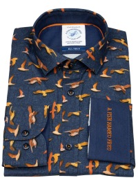 A Fish Named Fred Hemd - Modern Fit - Print - Möven - dunkelblau