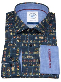 A Fish Named Fred Hemd - Modern Fit - Print - Spirituosen - dunkelblau