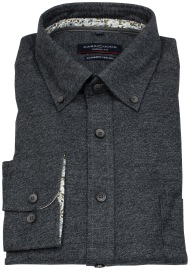 Casa Moda Hemd - Casual Fit - Button Down - leichter Flanell - schwarz