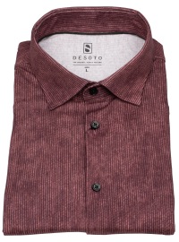 DESOTO Hemd - Slim Fit - Jersey - Kentkragen - burgunderrot