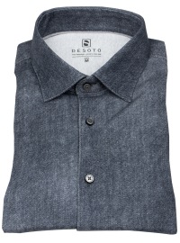 DESOTO Hemd - Slim Fit - Jersey - Kentkragen - dunkelblau