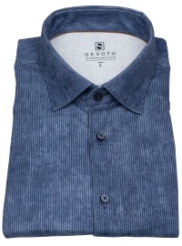 DESOTO Hemd - Slim Fit - Jersey - Kentkragen - dunkelblau