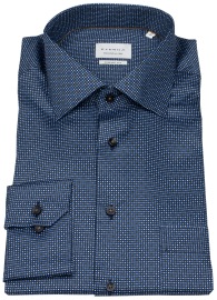 Eterna Hemd - Comfort Fit - Kentkragen - Print - blau / beige - extra langer 68cm Arm