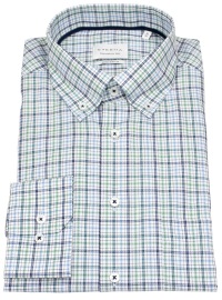 Eterna Hemd - Modern Fit - Button Down - kariert - grün / blau / weiß