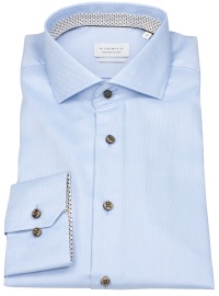 Eterna Hemd - Slim Fit - Haifischkragen - Struktur - Kontrastknöpfe - hellblau