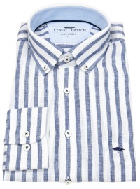 Fynch-Hatton Leinenhemd - Casual Fit - Button Down - Streifen - blau / weiß