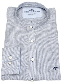 Fynch-Hatton Leinenhemd - Casual Fit - Stehkragen - feine Streifen - blau / weiß - ohne OVP