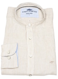 Fynch-Hatton Leinenhemd - Casual Fit - Stehkragen - feine Streifen - hellbraun / weiß - ohne OVP