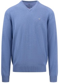 Fynch-Hatton Pullover - Casual Fit - V-Ausschnitt - blau