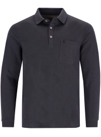 Hajo Poloshirt - Regular Fit - Langarm - Softknit - schwarz