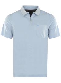Hajo Poloshirt - Regular Fit - Softknit - Reissverschluss - hellblau