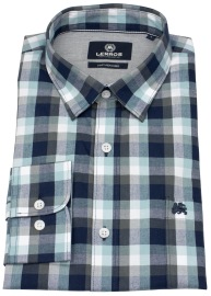 Lerros Hemd - Regular Fit - Under Button Down - kariert - blau / türkis