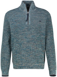 Lerros Pullover - Regular Fit - Strick - Troyerkragen - blau
