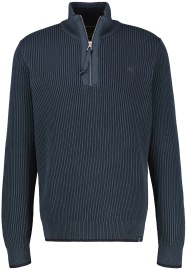 Lerros Pullover - Regular Fit - Troyer - Struktur - dunkelblau