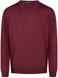 MAERZ Muenchen Pullover - Classic Fit - V-Ausschnitt - Merinowolle - dunkelrot