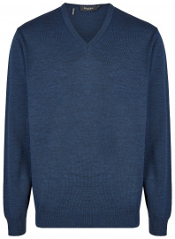 MAERZ Muenchen Pullover - Comfort Fit - V-Ausschnitt - Merinowolle - dunkelblau