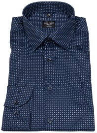 Marvelis Hemd - Body Fit - dunkelblau / hellblau / weiß - extra langer 69cm Arm